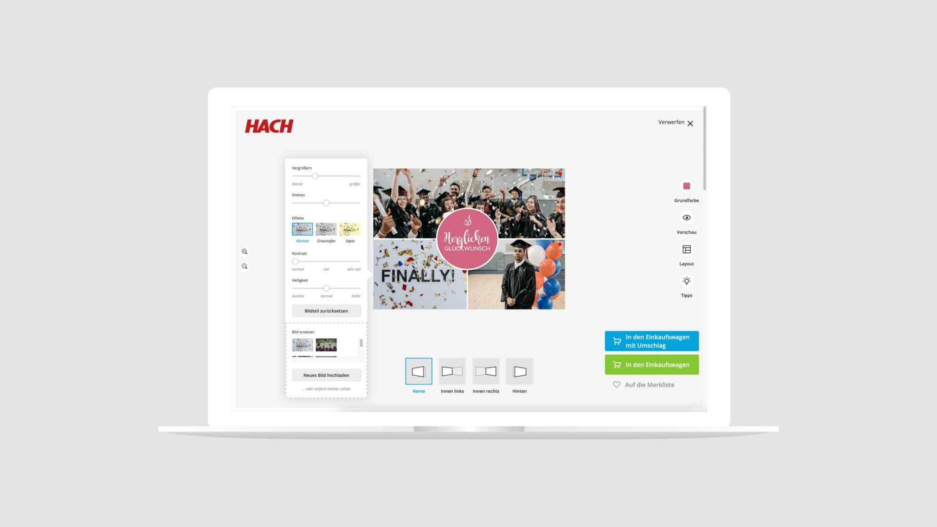 HACH Grußkarten Designer B2B Web App Magento Kombinat Case Study