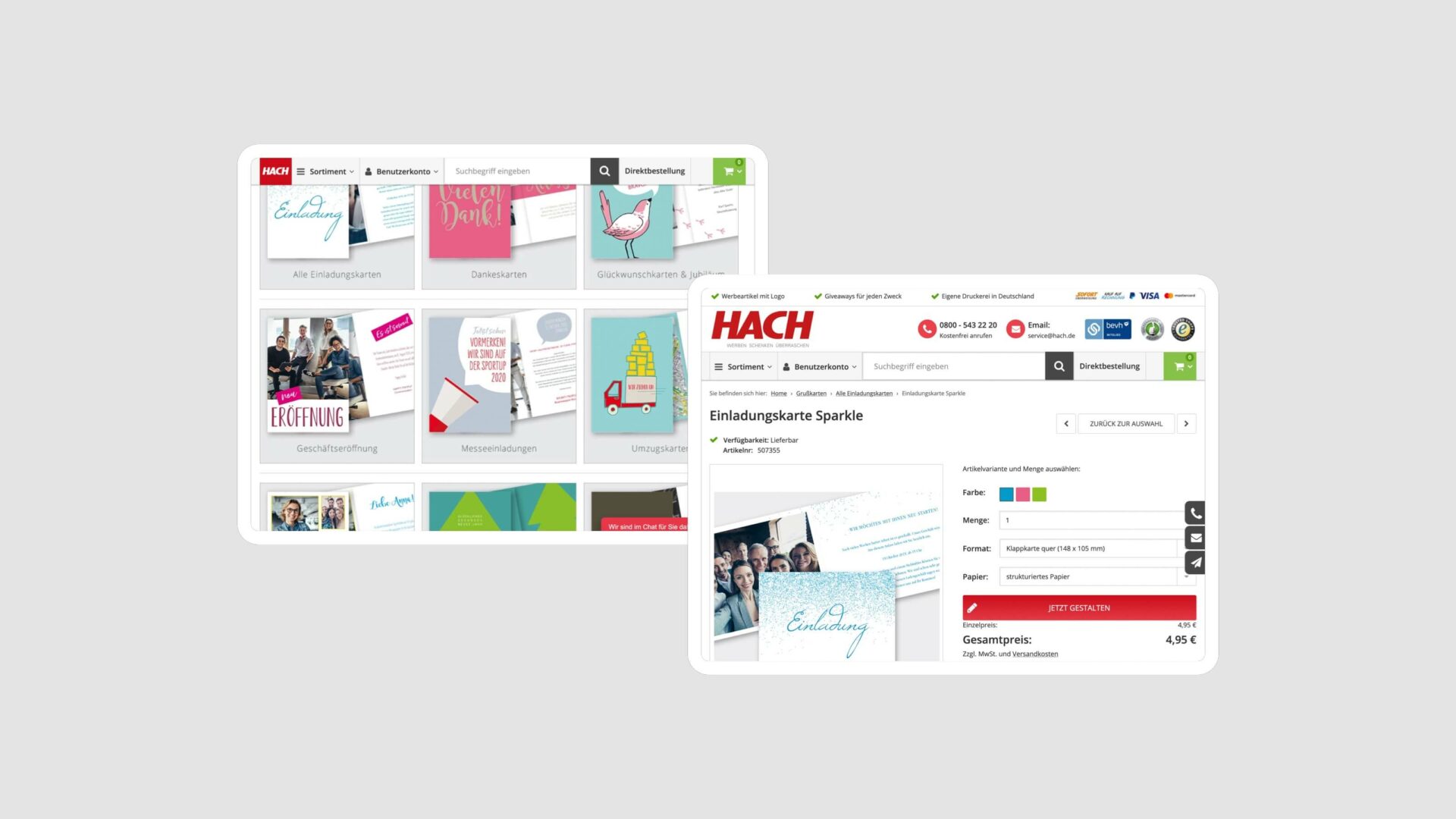 HACH Grußkarten Designer B2B Web App Magento Kombinat Case Study